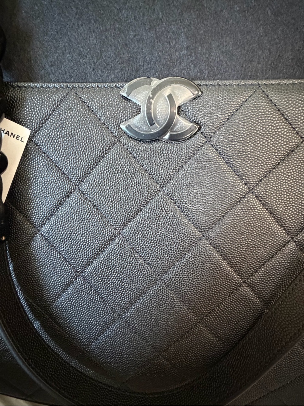 CHANEL Black Quilted Chain-Handle Tote - Picture 2 of 10